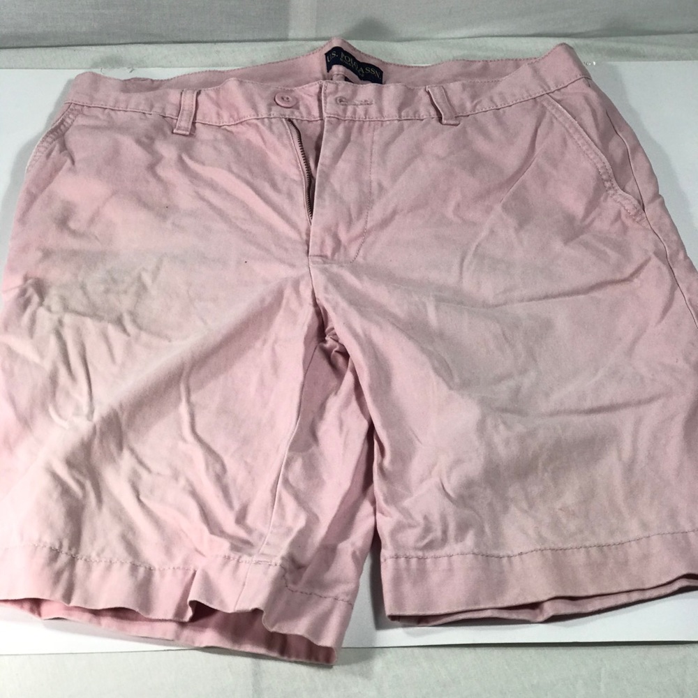 Polo Ralph Lauren Men 33 Shorts Pink OXFORD Cotton Casual Chino 10” Seam